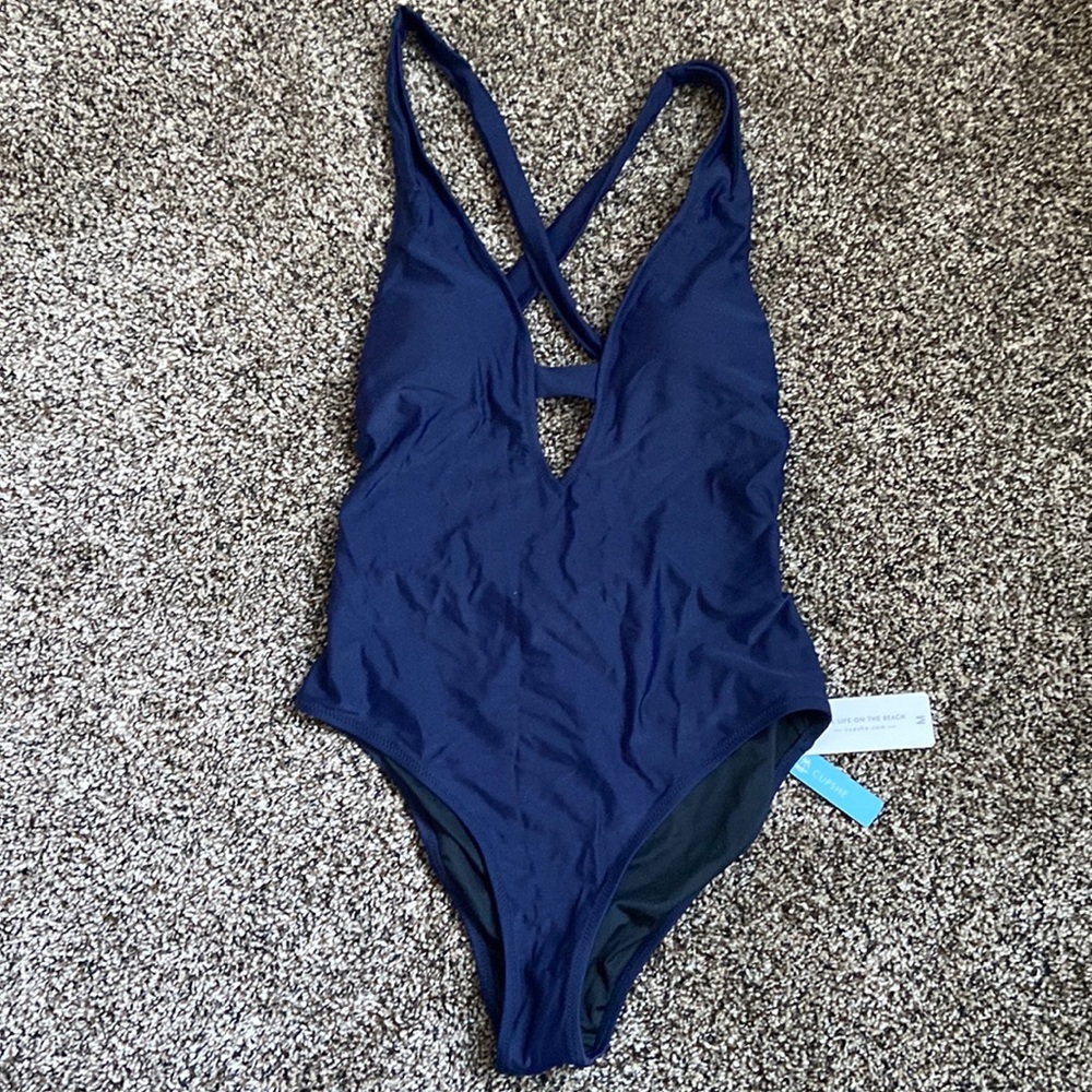 Cupshe Classic Navy One-Piece, NWT